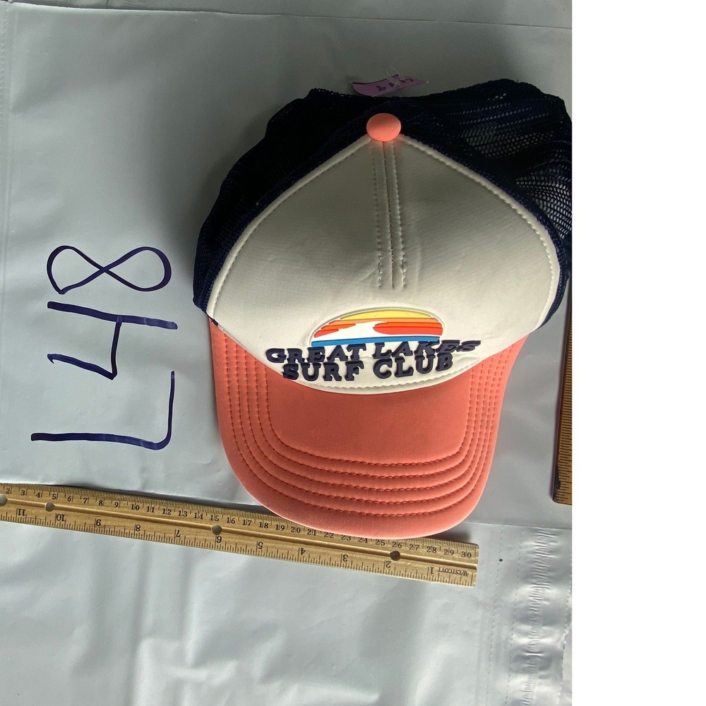 American Needle Navy Mesh Trucker Hat Orange Brim Baseball‎ Cap